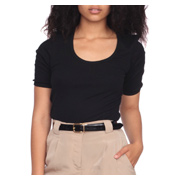 American Apparel Baby Rib 1/2 Sleeve U-Neck T