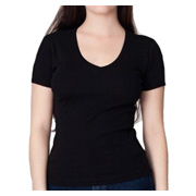 American Apparel Baby Rib Short Sleeve V-Neck