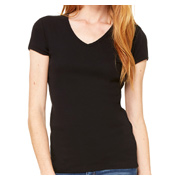 Bella + Canvas Ladies' Baby Rib Short-Sleeve V-Neck T-Shirt