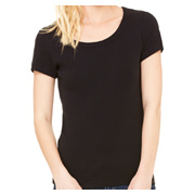 Bella Ladies' 1x1 Baby Rib Short-Sleeve Scoop Neck T-Shirt