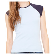 Bella Ladies' Baby Rib Cap-Sleeve Contrast Raglan T-Shirt