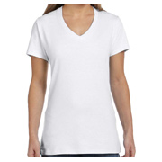 Hanes Ladies' 4.5 oz. 100% Ringspun Cotton nano-T V-Neck T-Shirt - White