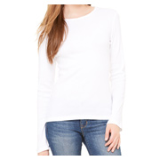 Bella Ladies' Baby Rib Long-Sleeve T-Shirt - White