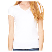 Bella Ladies' 1x1 Baby Rib Short-Sleeve V-Neck T-Shirt - White