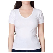 American Apparel Baby Rib Short Sleeve V-Neck - White
