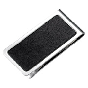 Genuine Leather Chrome Plated Metal Money Clip