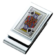 King of Spades Stainless Steel Chrome Plated Two Sided Money Clip