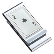 Ace of Clovers Chrome Plated Two Sided Money Clip