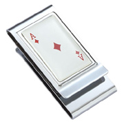 Ace of Diamonds Chrome Plated Two Sided Money Clip