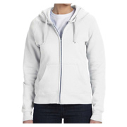 Hanes Ladies' 8 oz. 80/20 ComfortBlend EcoSmart Full-Zip Hood - White