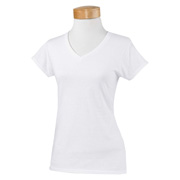 Gildan Ladies' 4.5 oz. SoftStyle Junior Fit V-Neck T-Shirt - White