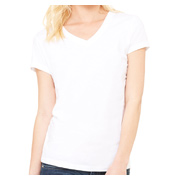 Bella + Canvas Ladies' Jersey Short-Sleeve V-Neck T-Shirt - White