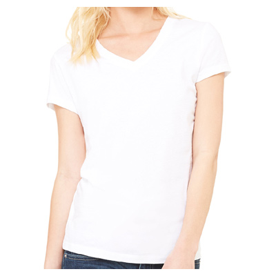 Bella &#43; Canvas Ladies' Jersey Short-Sleeve V-Neck T-Shirt - White