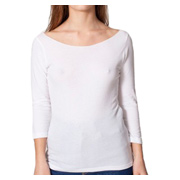 American Apparel Sheer Jersey 3/4 Sleeve Boat Neck - White
