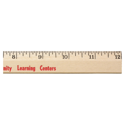 12" Clear Lacquer Beveled Wood Ruler