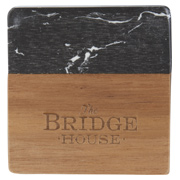 Black Marble and Wood Coaster Set