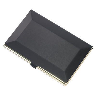 Gold Base Card Case With Black Beveled Chrome Plated Cover