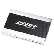 Chrome Plated Card Case With Black Texture Center