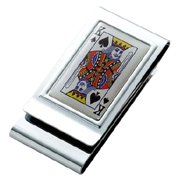 King of Spades Epoxy Stainless Steel Chrome Plated Two Sided Money Clip