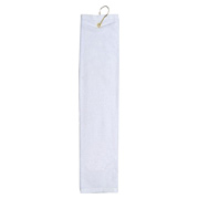 Jewel Collection Golf Towel With Tri-Fold Grommet - White